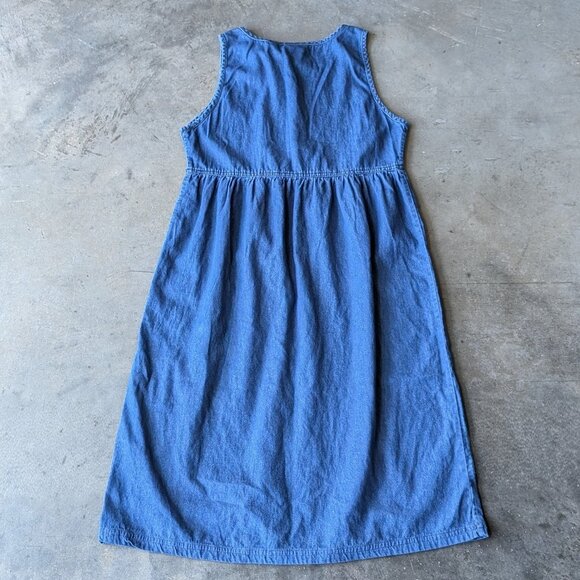 Vintage Erika & Co Blue Denim Floral Embroidered Midi Dress large - Picture 7 of 7